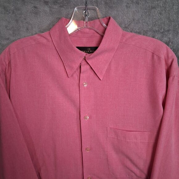 Bugatchi Dress Shirt Sz Medium Pink Pastel Long Sleeve Button Up Rayon Polyester - Picture 4 of 7